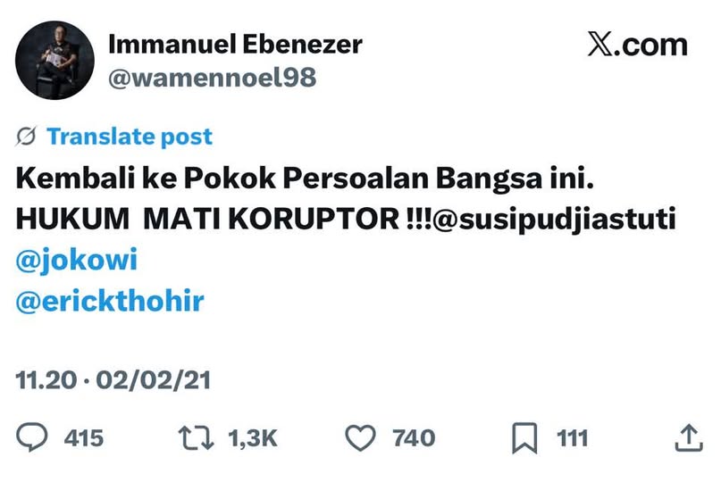 alt screenshot twitter immanuel ebenezer persoalan pokok bangsa ini