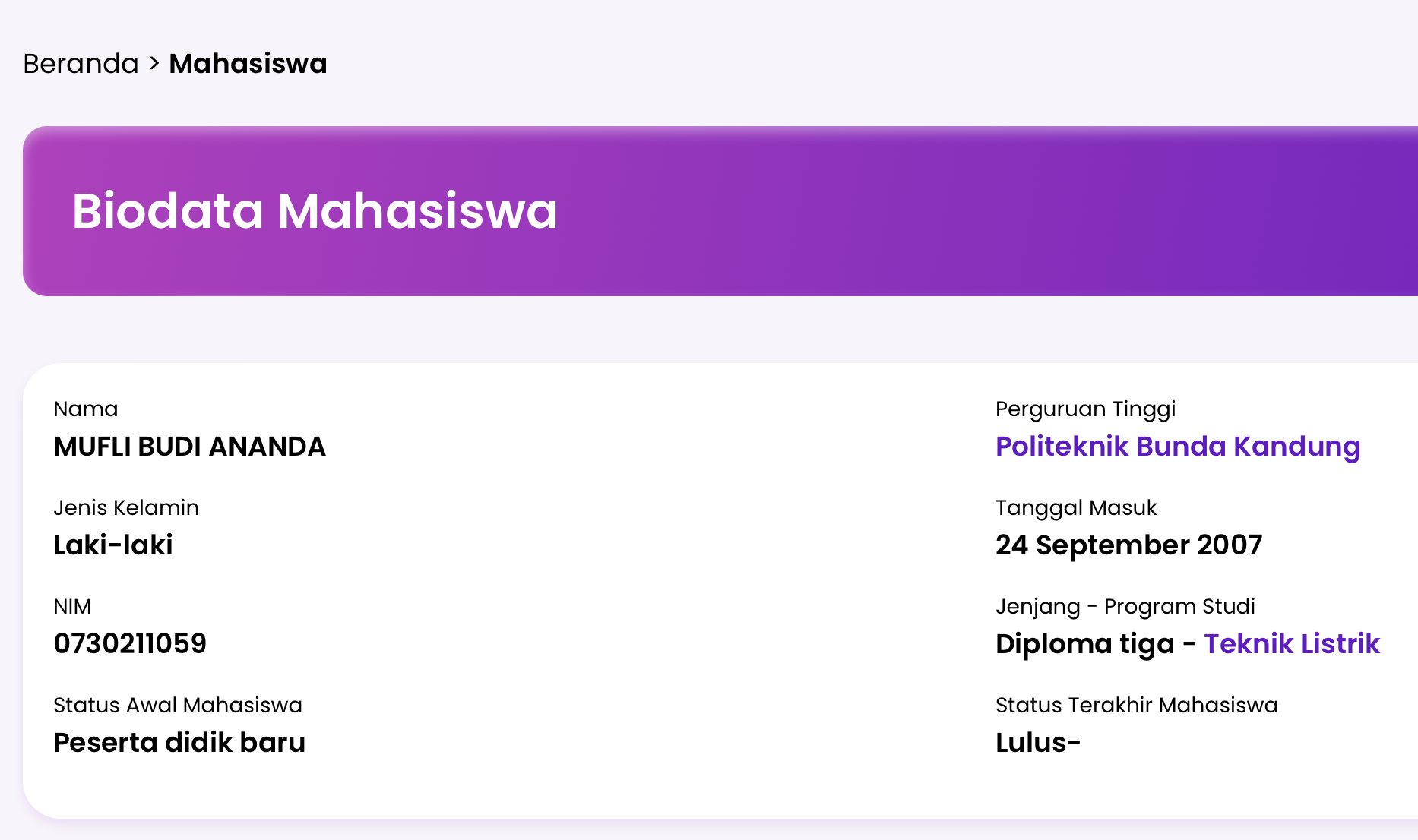 alt Data dari PDDIKTI 